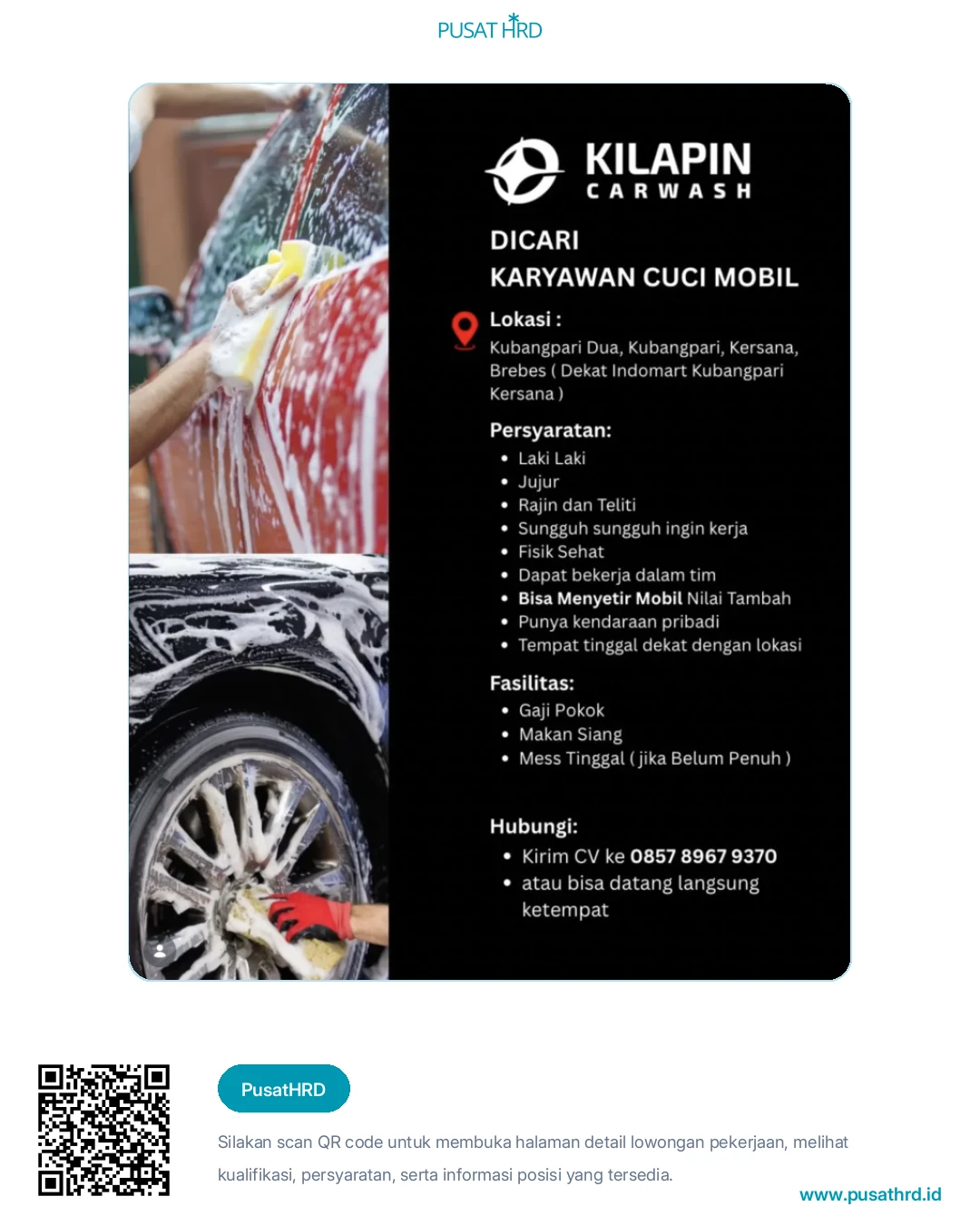 Lowongan Kerja Cuci Mobil di Kabupaten Brebes, Jawa Tengah