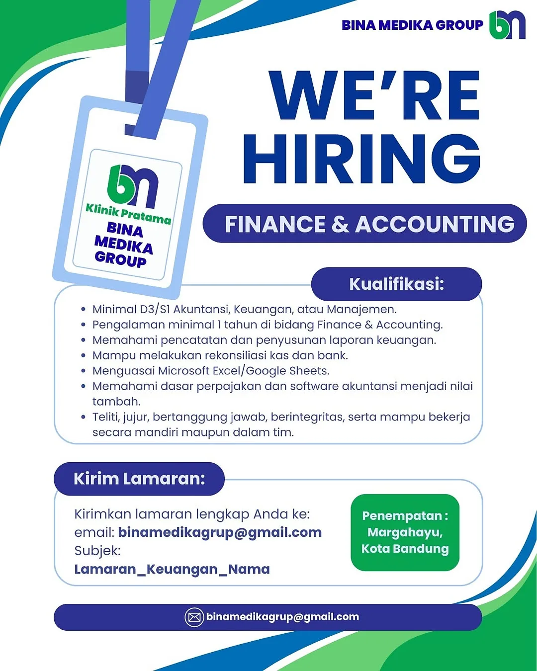 Lowongan Kerja Finance & Accounting di Kota Bandung, Jawa Barat
