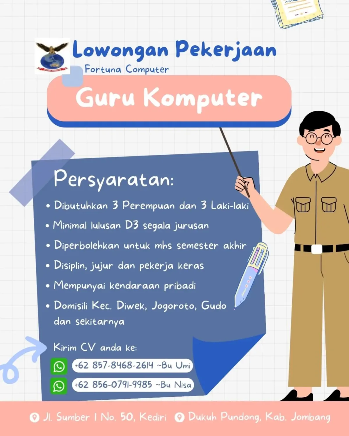 Lowongan Kerja Guru Komputer di Kabupaten Jombang, Jawa Timur