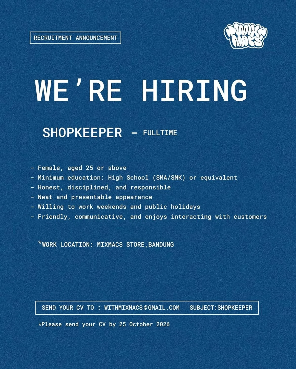 Lowongan Kerja Shopkeeper di Kota Bandung, Jawa Barat