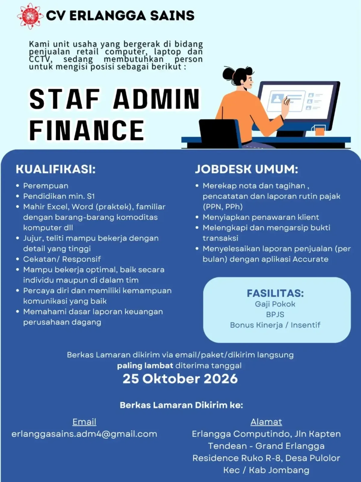 Lowongan Kerja Staff Admin di Kabupaten Jombang, Jawa Timur